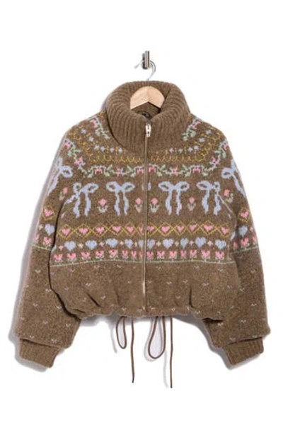Blanknyc Knit Puffer Jacket In Brown