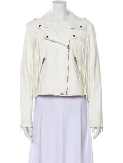 Pre-owned Blanknyc Leather Biker Jacket In White