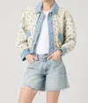 Blanknyc Love Birds Jacket In Blue Floral Medium Wash In Multi