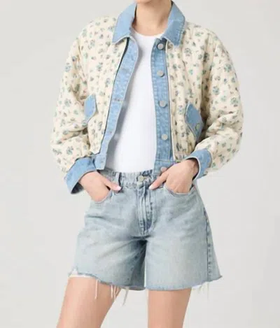 Blanknyc Love Birds Jacket In Blue Floral Medium Wash In Multi