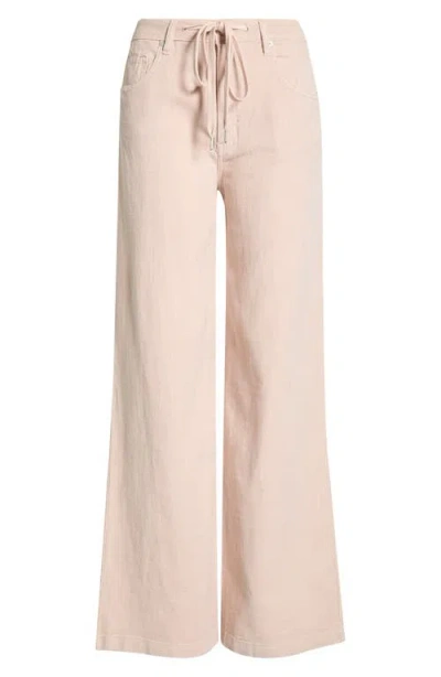 Blanknyc Low Rise Cotton & Linen Pants In Pink