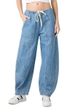 Blanknyc Low Rise Drawstring Barrel Leg Jeans