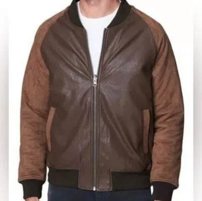 Blanknyc Men's Leather Bomber Jacket In Brown