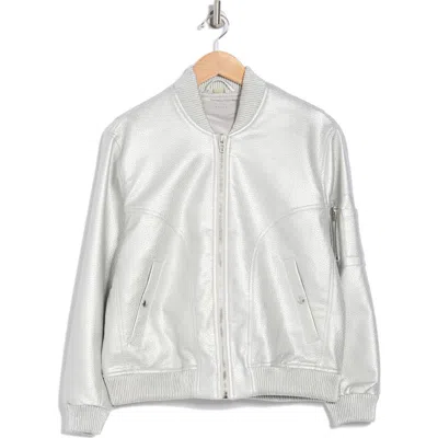 Blanknyc Metallic Faux Leather Bomber Jacket In Shining Star