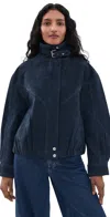 Blanknyc Midnight Drift Suede Jacket Navy In Navy