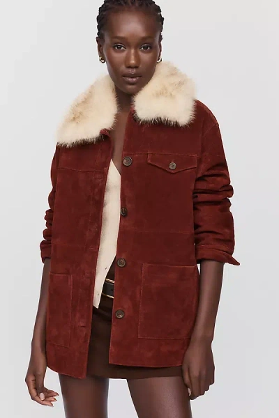 Blanknyc Midnight Drift Suede Jacket In Red