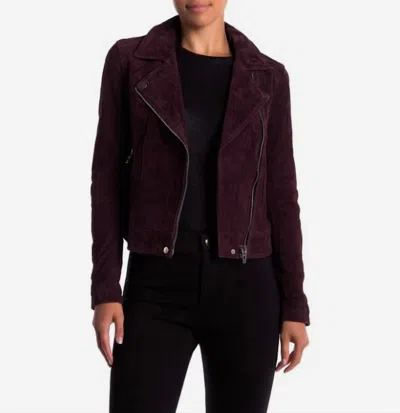 Blanknyc Morning After Suede Moto Jacket In Burgundy In Animal Print