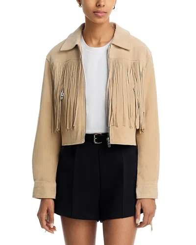 Blanknyc Morning Latte Fringe Jacket In Nude
