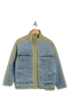 Blanknyc Nylon Quilted Denim Trucker Jacket In Track Record