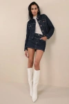 Blanknyc Over The Moon Dark Wash Denim Micro Mini Skirt In Blue
