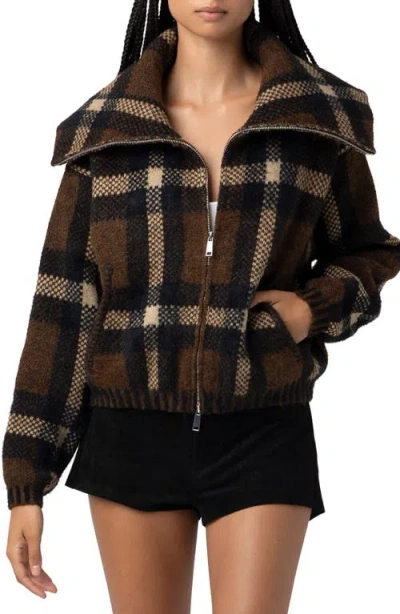 BLANKNYC BLANKNYC PLAID CROP SWEATER JACKET