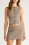 Blanknyc Plaid Crop Vest In Brown
