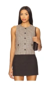 Blanknyc Plaid Crop Vest In Brown