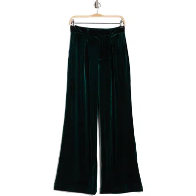 Blanknyc Pleated Velvet Wide Leg Pants In Green