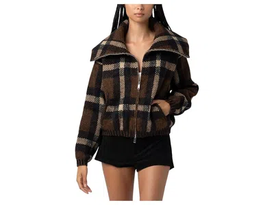 Blanknyc Prep Academy Plaid Sweater Jacket In Multi