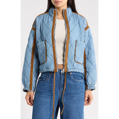 Blanknyc Quilted Denim Bomber Jacket In Blue