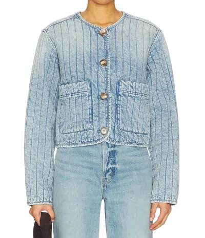 Blanknyc Quilted Denim Jacket In Medium Wash In Blue
