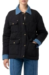 Blanknyc Quilted Denim Trim Barn Jacket In Black