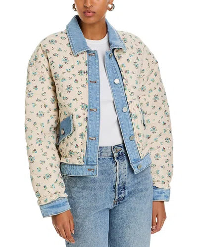 Blanknyc Quilted Floral Denim Jacket In Love Birds