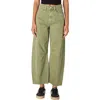Blanknyc Raw Hem Barrel Leg Jeans In Pesto