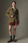 Blanknyc Real Suede Collarless Jacket In Green