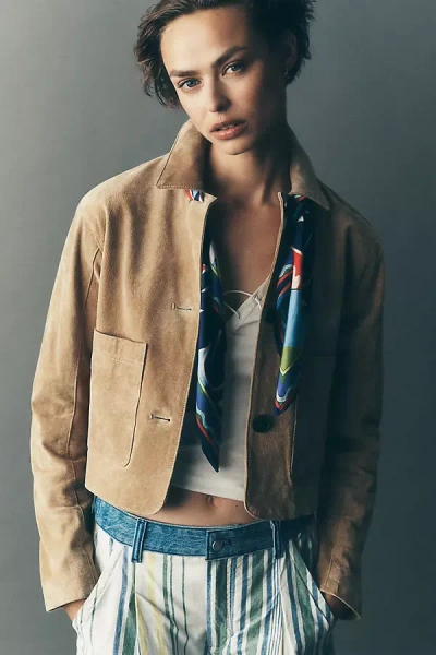 Blanknyc Real Suede Crop Jacket In Neutral