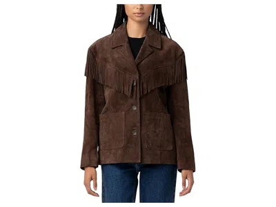 Blanknyc Real Suede Fringe Blazer In Brown