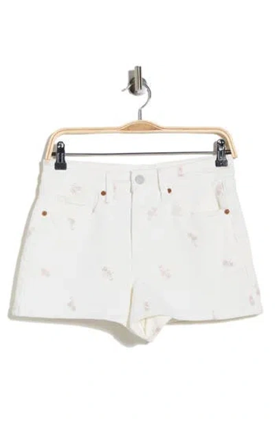 Blanknyc Reeve Floral Embroidered High Waist Denim Shorts In White