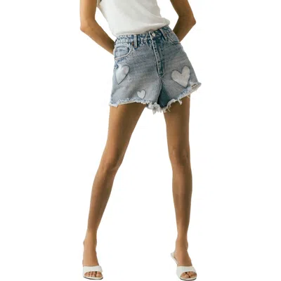 Blanknyc Reeve Heart High Waist Denim Cutoff Shorts In Red