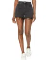 Blanknyc Reeve High-rise Five-pocket Shorts With Destructed Hem In Living Life In Black In Black