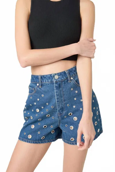 Blanknyc Reeve High Rise Studded Short In Silver Dreams In Multi