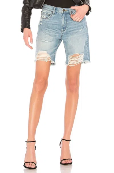 Blanknyc Ripped Denim High Rise Shorts In Blue