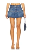 Blanknyc Ruffle Denim Skirt In Blue