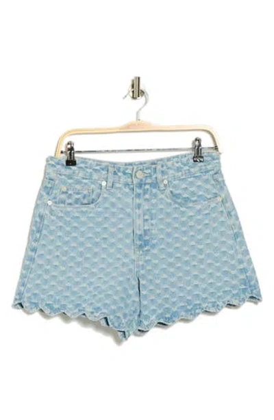 Blanknyc Scalloped Denim Shorts In Blue
