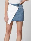 Blanknyc Side By Side Asymmetrical Mini Skirt In Medium Indigo