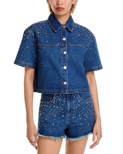 Blanknyc Silver Dreams Cropped Denim Shirt In Blue