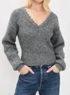 Blanknyc Silver Lining Metallic Trim Sweater In Gray