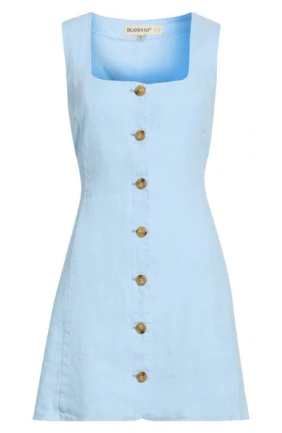 Blanknyc Sleeveless Square Neck Linen Dress In Blue