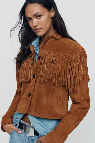 Blanknyc Smoked Paprika Suede Jacket In Brown