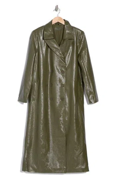 Blanknyc Snakeskin Embossed Faux Leather Trench Coat In Win Me Over