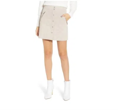 Blanknyc Snap Front Suede Leather Zip A Line Mini Skirt In Nude In Brown