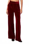 Blanknyc Sneak Peak Velvet High-rise Trouser Pants In Burgundy In Red