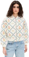 Blanknyc Embroidered Quilted Cotton Bomber Jacket In Sand