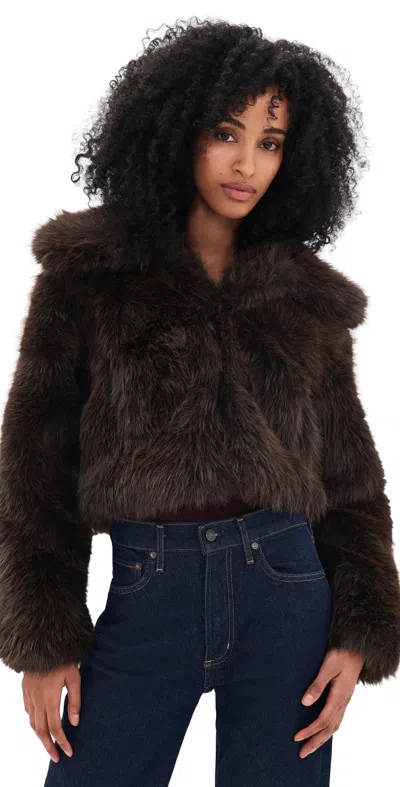 Blanknyc Steady Rise Faux Fur Jacket Brown
