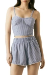 Blanknyc Stripe Bustier Top In Blue