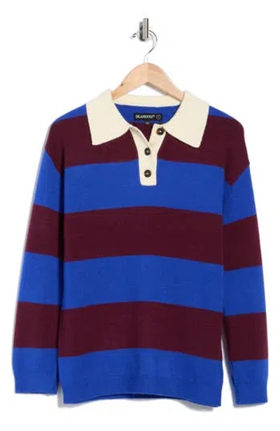 Blanknyc Stripe Polo Sweater In Blue