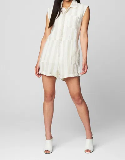 Blanknyc Striped Linen Romper In Changing Lanes In White