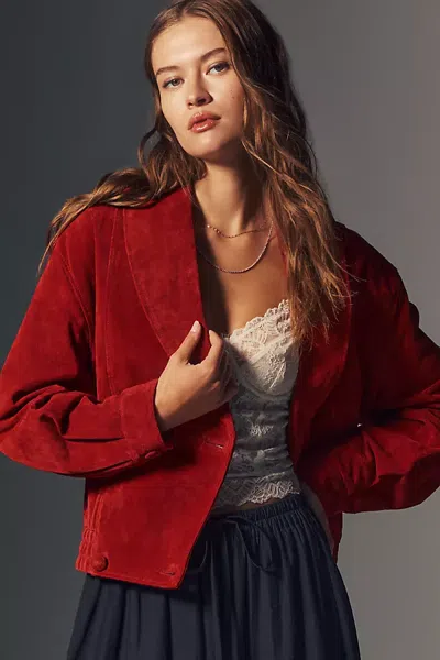 Blanknyc Suede Collared Jacket In Red