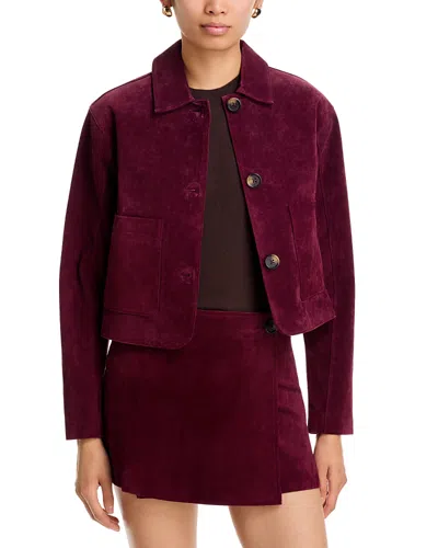 Blanknyc Suede Cropped Jacket In Wine O'clock