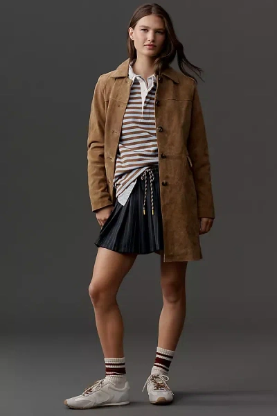 Blanknyc Suede Dirt Bike Trench Coat Jacket In Brown